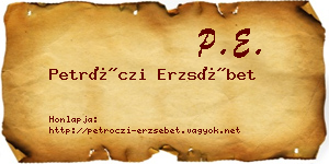 Petróczi Erzsébet névjegykártya