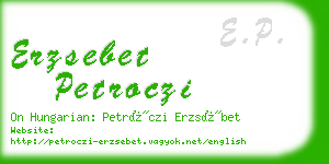 erzsebet petroczi business card